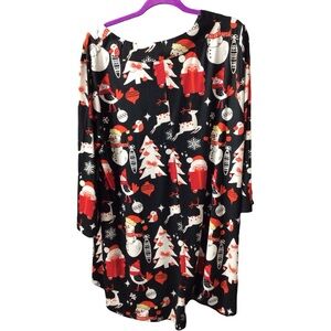 Amazon Black and Red Holiday Pajama Dress NWOT